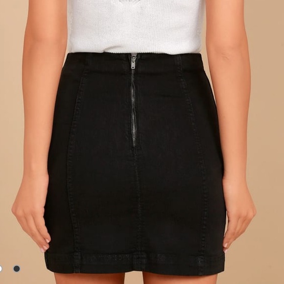 Free People black modern femme denim skirt - Picture 2 of 3
